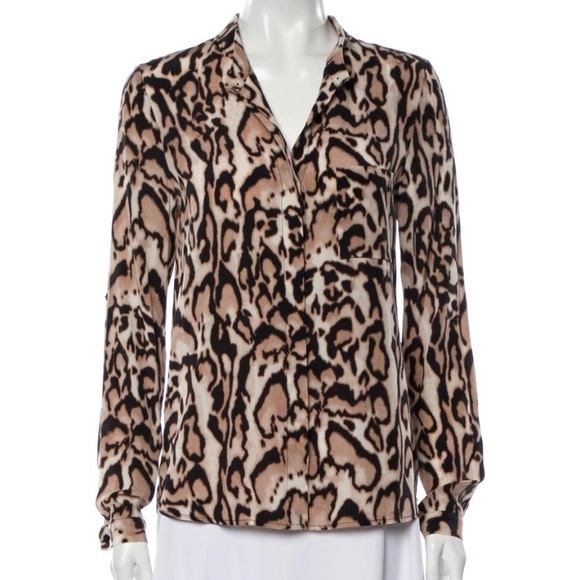 Diane Von Furstenberg Tops - Diane von furstenberg leopard 100% silk blouse